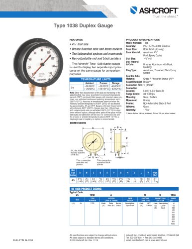 1038A Duplex Pressure Gauge