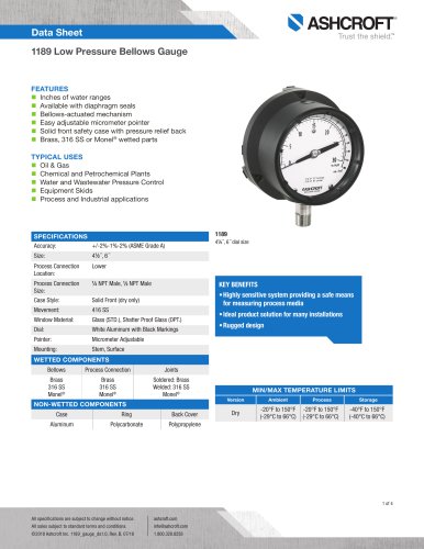 1189 Low Pressure Bellows Gauge