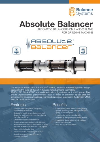 Absolute Balancer 1 and 2 plane automatic balancing devices for grinding machines