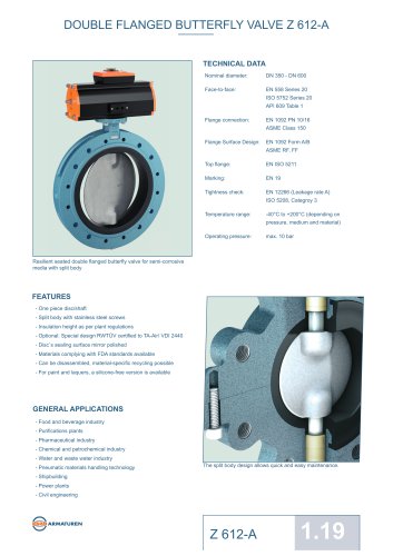 DOUBLE FLANGED BUTTERFLY VALVE Z 612-A