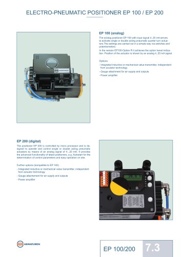 ELECTRO-PNEUMATIC POSITIONER EP 100 / EP 200