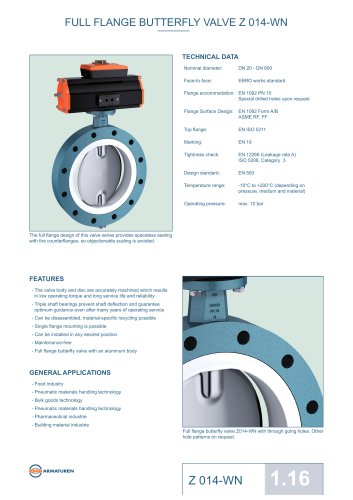 FULL FLANGE BUTTERFLY VALVE Z 014-WN