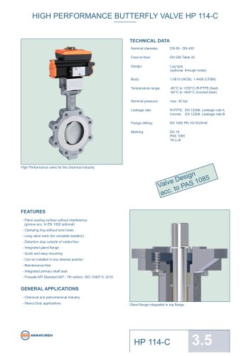 HIGH PERFORMANCE BUTTERFLY VALVE HP 114-C