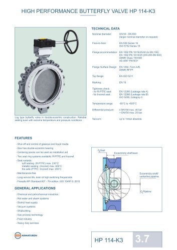 HIGH PERFORMANCE BUTTERFLY VALVE HP 114-K3