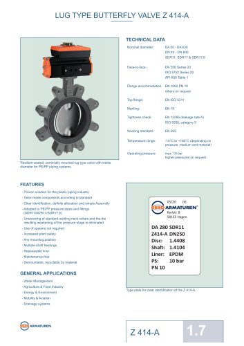 LUG TYPE BUTTERFLY VALVE Z 414-A