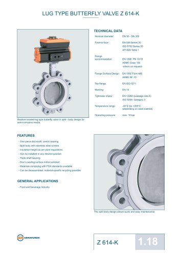 Technical Datasheet Z 614-K Valve EBRO