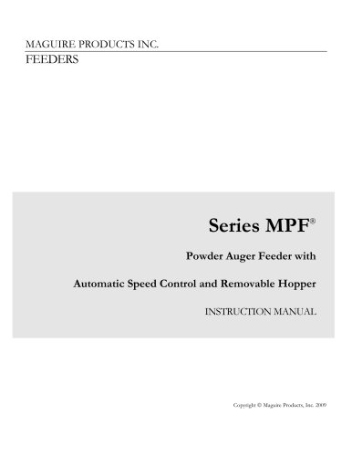 MPF Powder Auger Feeder with Automatic Speed Control and Removable Hopper