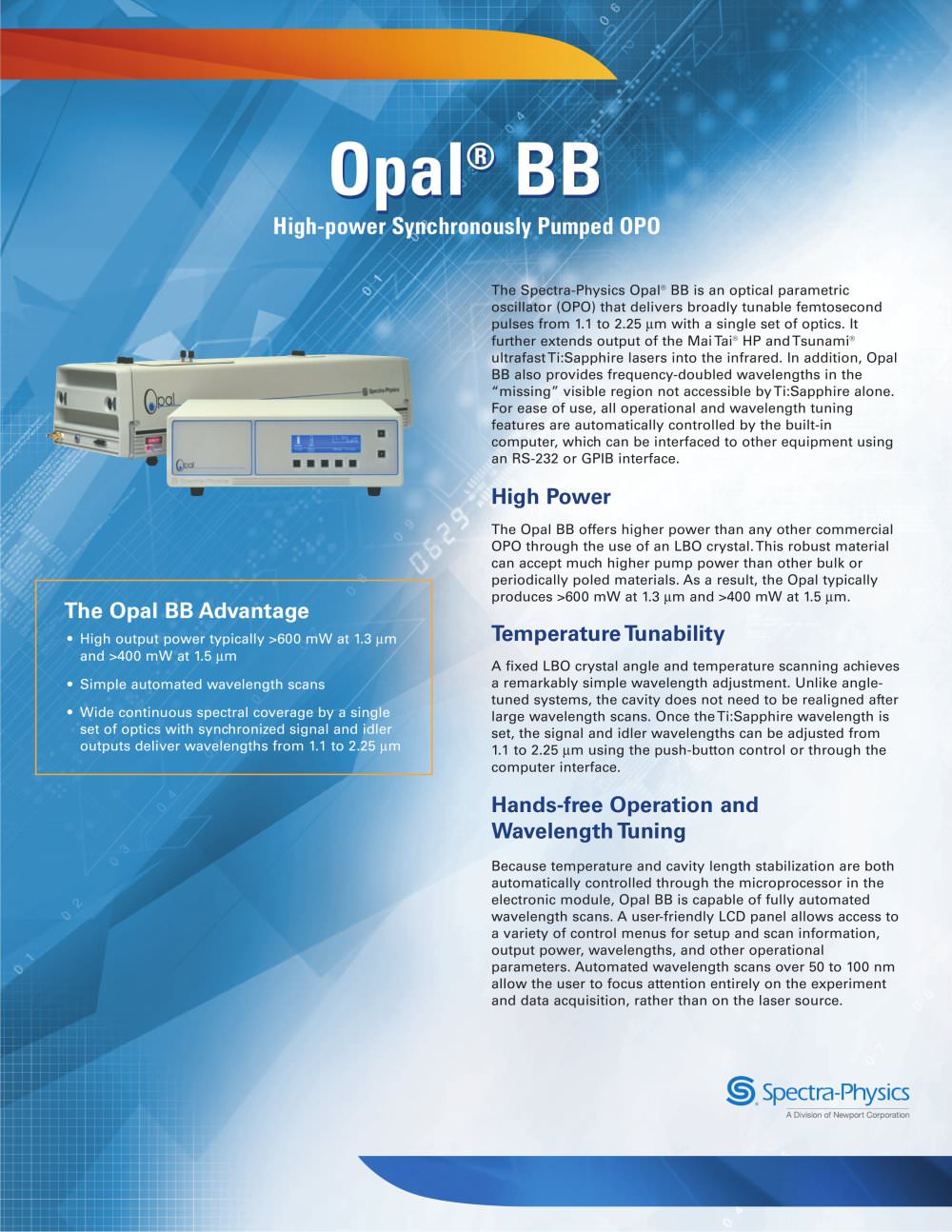 High-power Synchronously Pumped OPO-Opal&reg; BB - MICRO-CONTROLE / Spectra-Physics