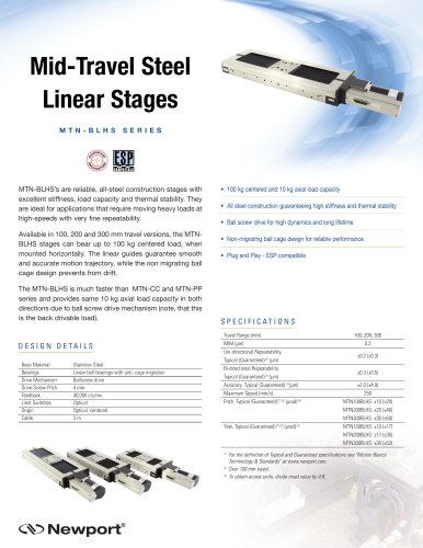 Mid-Travel Steel Linear Stages M T N - B L H S S e r i e S