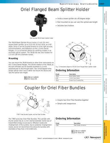 Oriel Flanged Beam Splitter Holder, Coupler for Oriel Fiber Bundles 