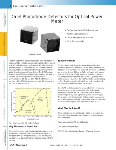 Oriel Photodiode Detectors for Optical Power Meter  