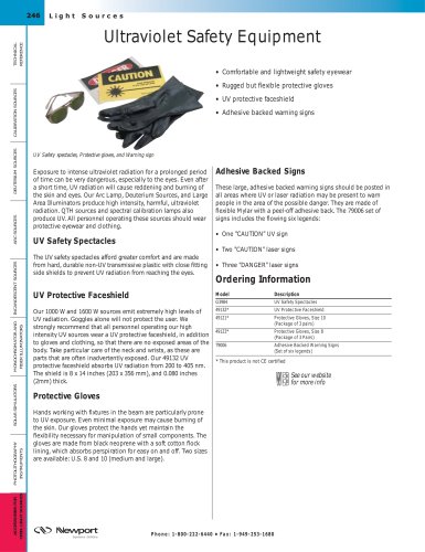 Ultraviolet Safety Equipment  