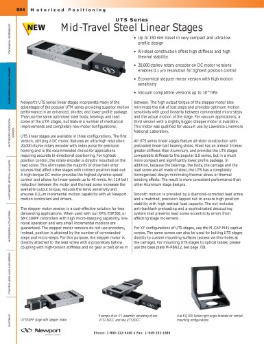 UTS Series Mid-Travel Steel Linear Stages  