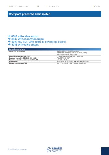 Compact prewired limit switch