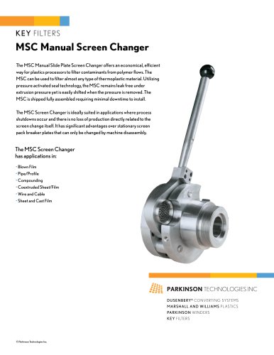 Key Filters MSC Manual Screen Changer