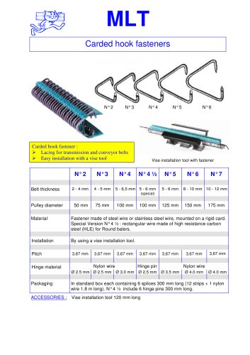  Carded hook fasteners