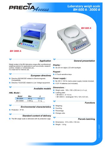 BH 600 A / BH 3000 A - Laboratory scales