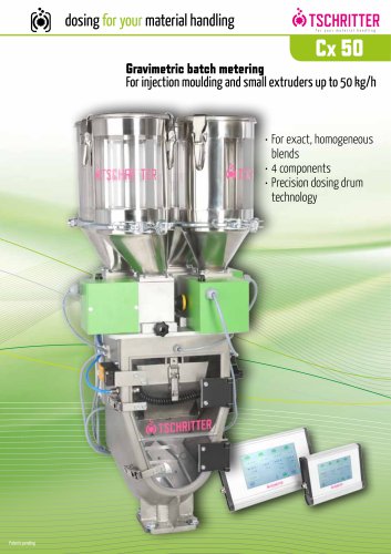 Gravimetric batch metering For injection moulding and small extruders up to 50 kg/h