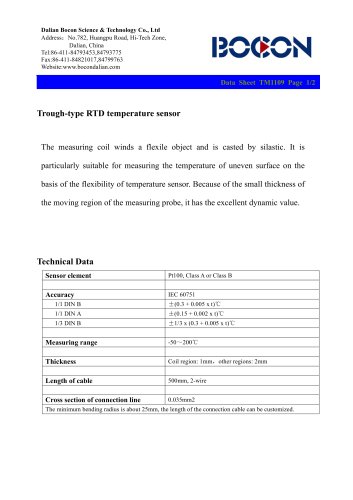 Trough-type RTD temperature sensor for motor TM1109-1