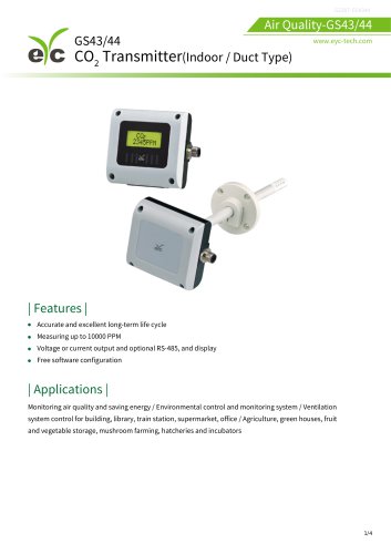 eYc GS43/44 CO2 Transmitter(Indoor / Duct Type)