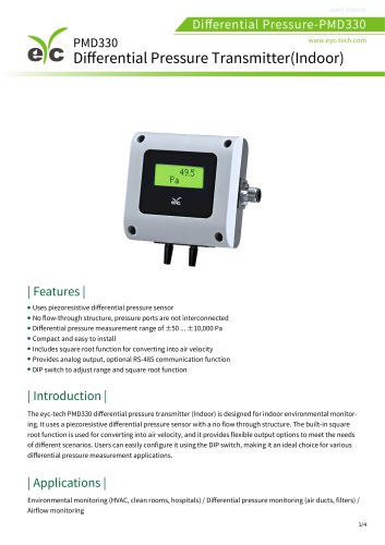 eYc PMD330 Differential Pressure Transmitter (Indoor)
