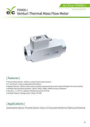 eyc-tech FDM06-I Venturi Thermal Mass Flow Meter