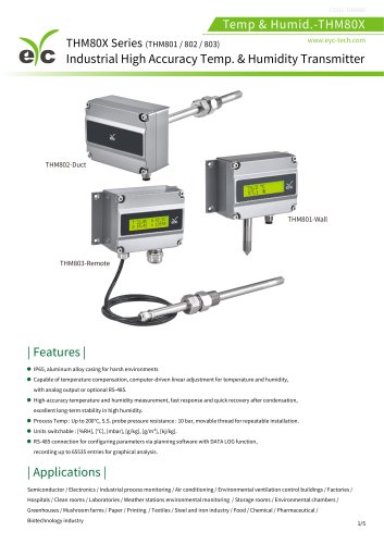 eYc THM80X Series Industrial Grade High Accuracy Temperature & Humidity Transmitter