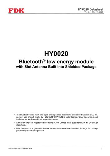 Bluetooth&reg; Low Energy Module Datasheet HY0020 