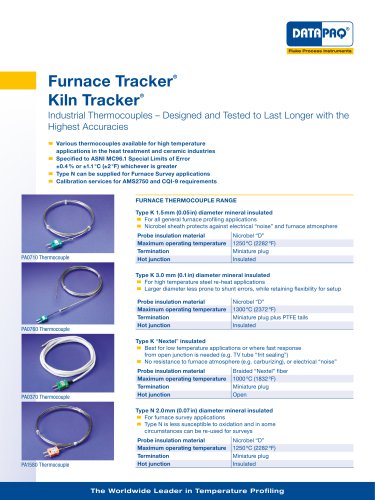 Furnace Tracker Industrial Thermocouple Range