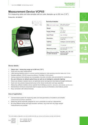 Data sheet cable measuring device VCPX5