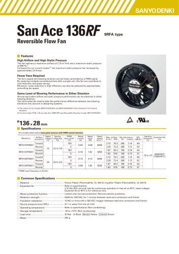 San Ace Reversible Flow Fan 136RFA28