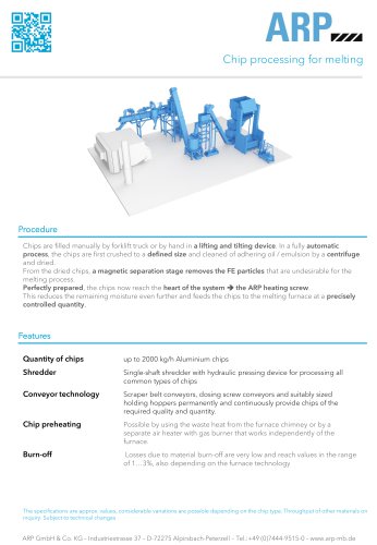 Chip processing for melting
