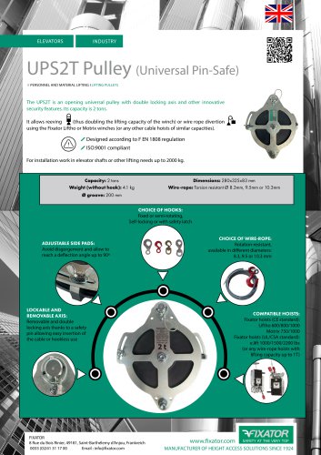 UPS2T reeving and deflection pulley