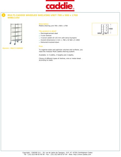 MULTI.CADDIE WHEELED SHELVING UNIT 700 x 500 x 1700