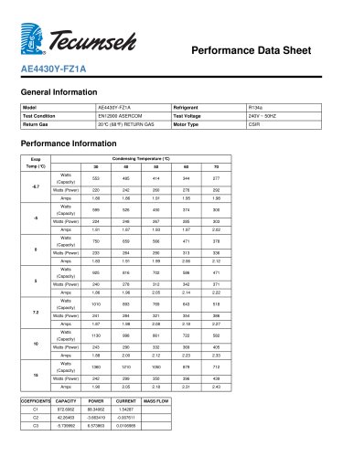 Performance Data Sheet Model: AE4430Y-FZ1A (AE4430Y)