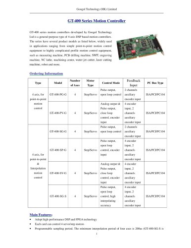 GT-400 Series Motion Control Card