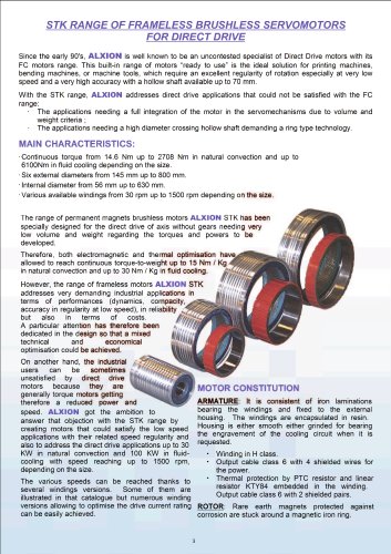 STK RANGE OF FRAMELESS BRUSHLESS SERVOMOTORS FOR DIRECT DRIVE