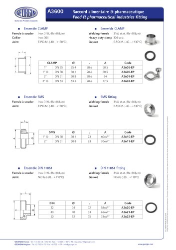 A3600 - Food & pharmaceutical industries fitting