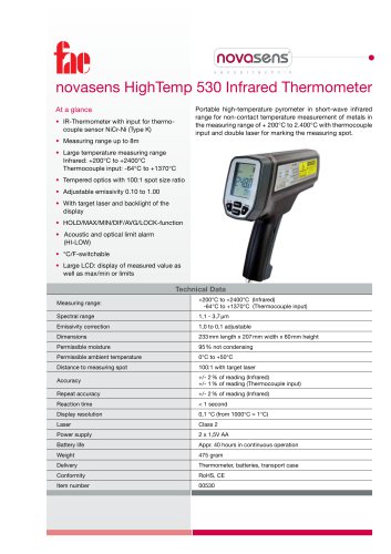 NOVASENS HIGH TEMP 530 INFRARED THERMOMETER