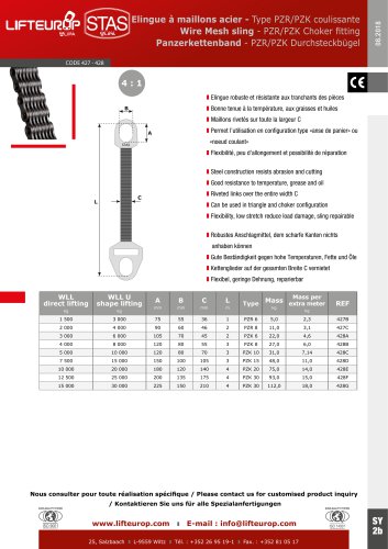 Wire Mesh sling - PZR/PZK Choker fitting