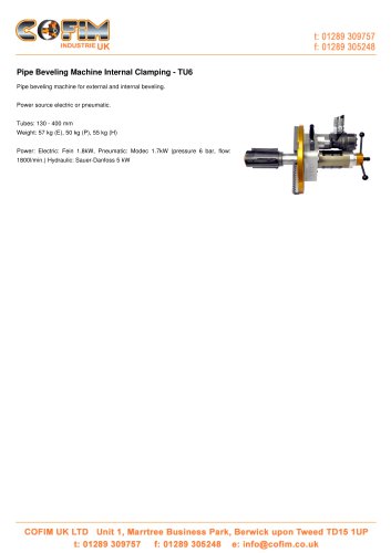 TU6 Pipe Beveling Machine Internal Clamping