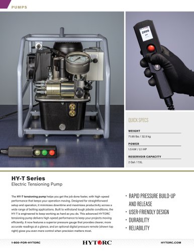 HY-T Electric Tensioning Pump Cut Sheet
