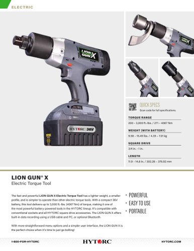 LION GUN X Electric Torque Tool Cut Sheet