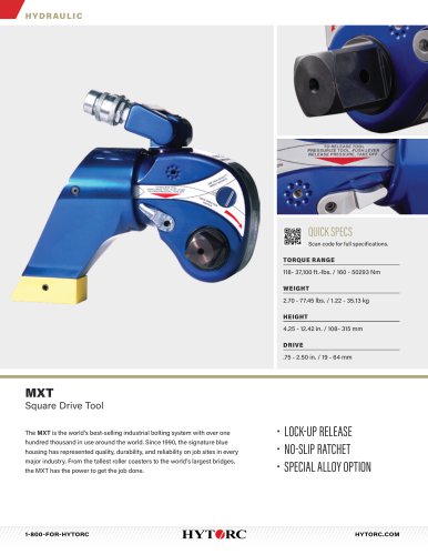 MXT Hydraulic Torque Wrench Cut Sheet