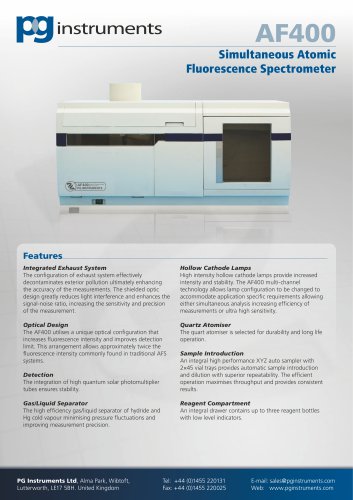 AF400  Simultaneous Atomic  Fluorescence Spectrometer