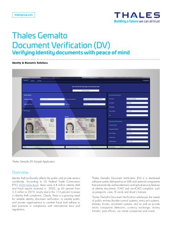 Thales Gemalto Document Verification (DV)