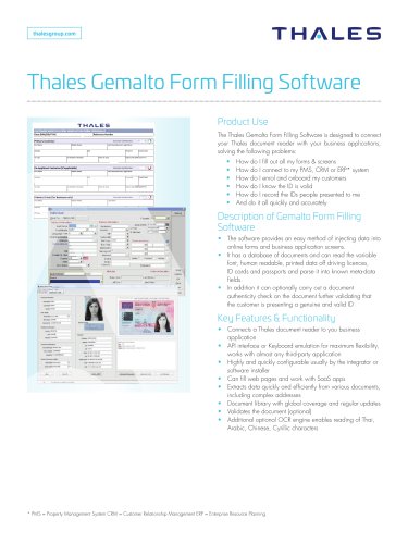 Thales Gemalto Form Filling Software