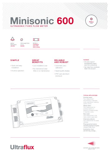 Minisonic 600 - full pipe ultrasonic flow meter