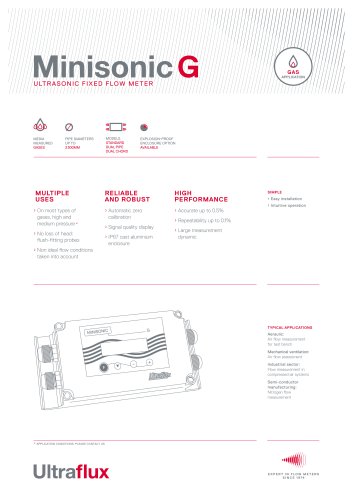 Minisonic G - Fixed ultrasonic flow meter for gas