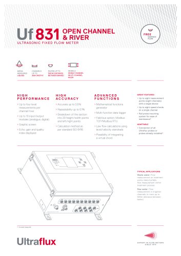 Uf 831 CO - Fixed ultrasonic flow meter for open channel